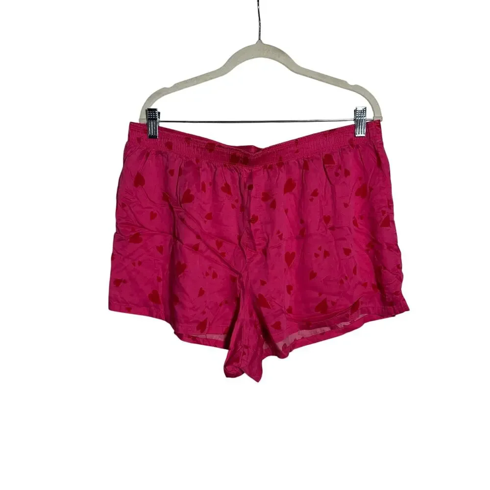 VS Pink Sleep Shorts Women's XL Pink Heart Print